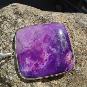 Gorgeous Unusual Sugilite Pendant in 925